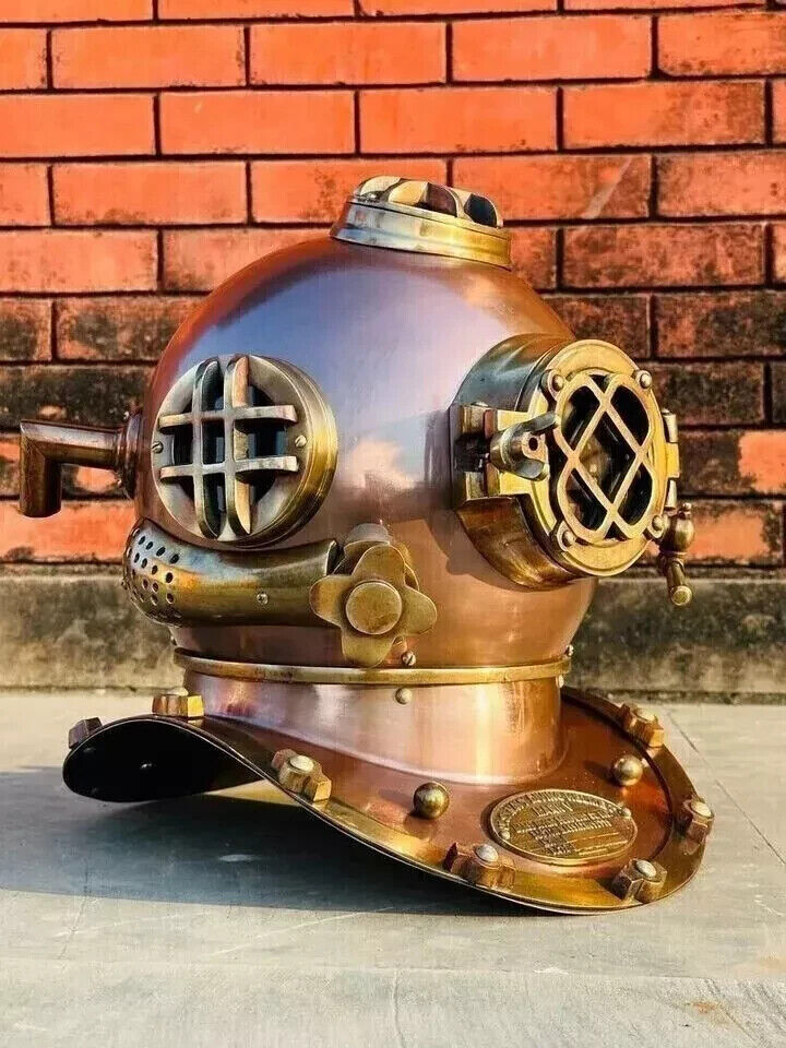 Antique 18 Inch Us Navy Diving Helmet Mark V Deep Sea Divers Helmet Vintage Rare