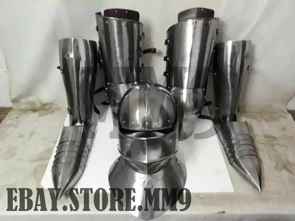 Medieval combat leg armor plate legs greaves armor boot armor Sca helmet