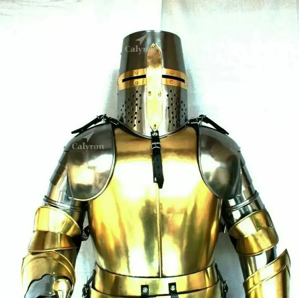 Medieval Brass Wearable Knight Suit Of Armor Crusader Gothic Full Body Armor