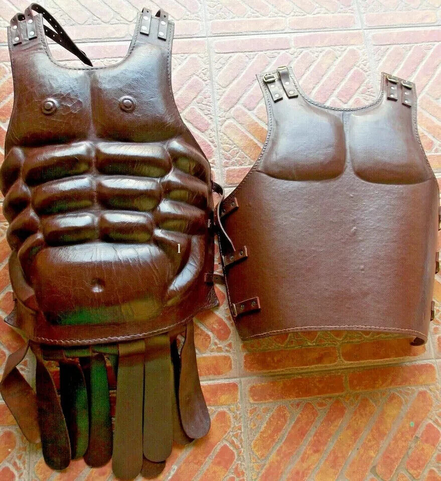 Medieval Greek Roman Armor Muscle Leather Body Armor Brown Cuirass