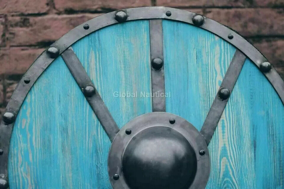 24" Viking Shield Battle-Ready Wooden Shield Heavy Metal Fittings Medieval