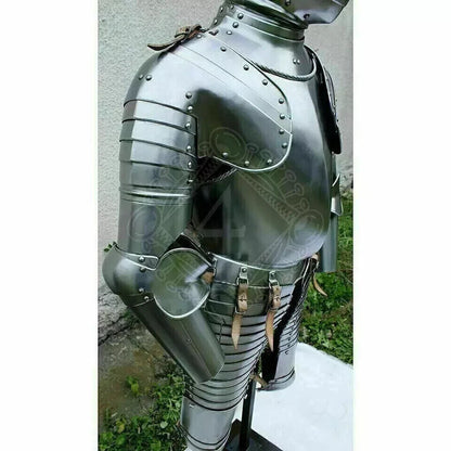 Medieval 18 gauge Steel Trooper Half Body Armour Cuirass Helmet & jacket replica