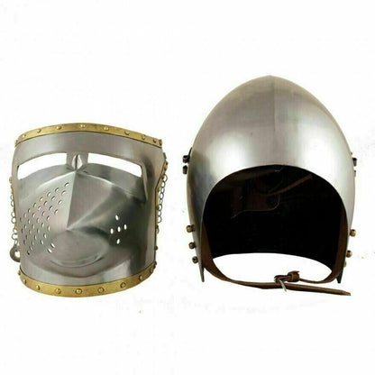 Pig Face Helmet Brass Medieval Bascinet Wearable Armor Gift for Role-play Actor