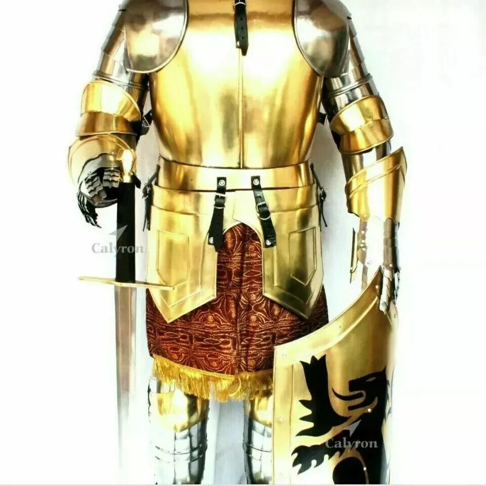 Medieval Brass Wearable Knight Suit Of Armor Crusader Gothic Full Body Armor