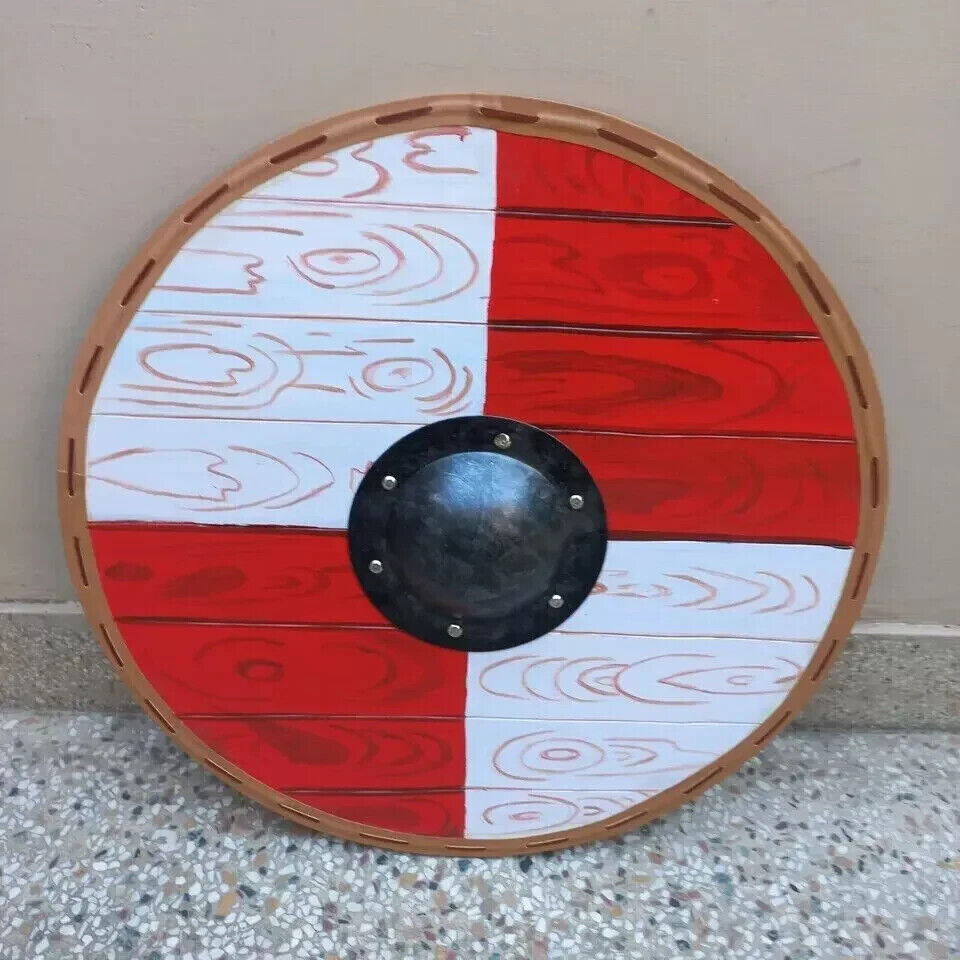 Medieval Viking Round Shield Fully Functional Warrior Wood Shield For Battle 24"