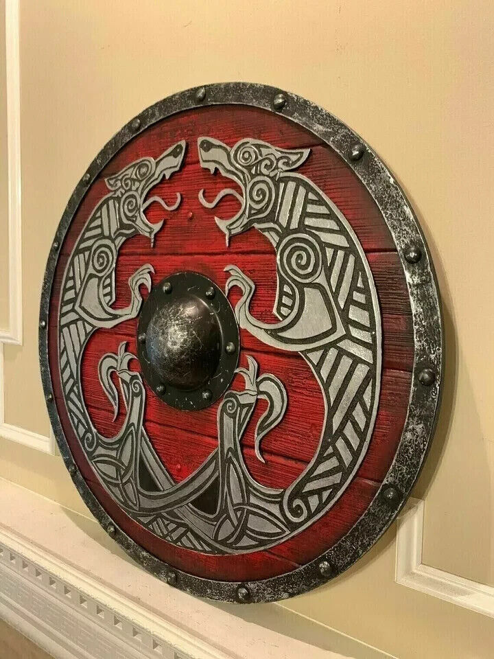 Christmas Medieval Shield Viking Shield 24" Wooden Shield Heavy Metal Fitted