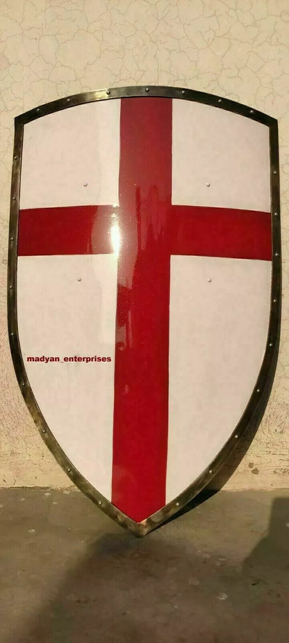 Medieval Crusader Shield Battle Knight Warrior Shield Templar Red Cross Design