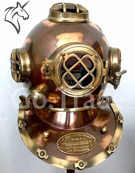 Mark V Antique Diving Divers Helmet Brass Steel Full Size Maritime Designer Gift