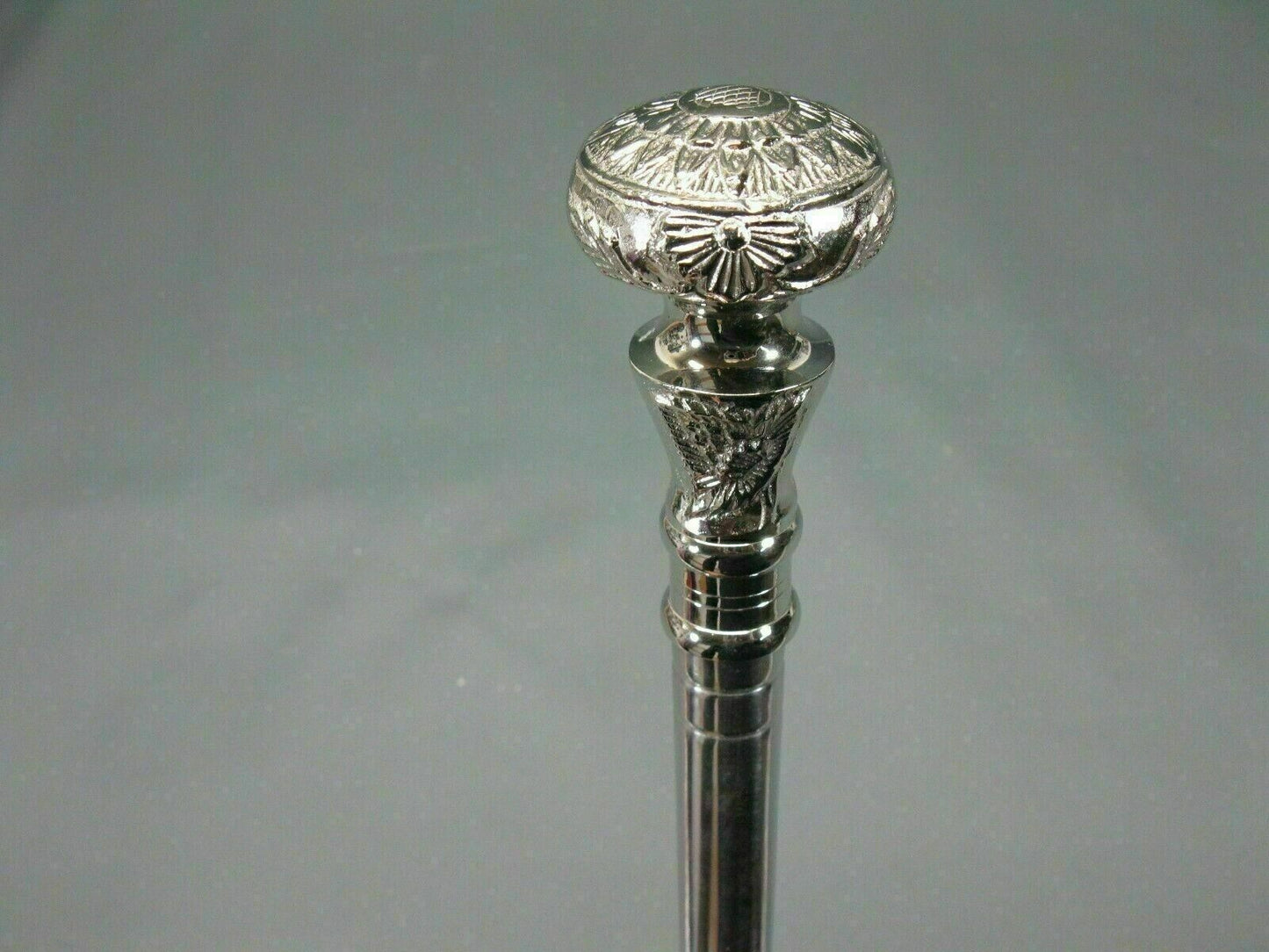 Stainless Steel Walking Hiking Stick Cane Silver Noble Luxury vintage Handmade