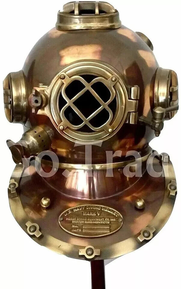 Mark V Antique Diving Divers Helmet Brass Steel Full Size Maritime Designer Gift