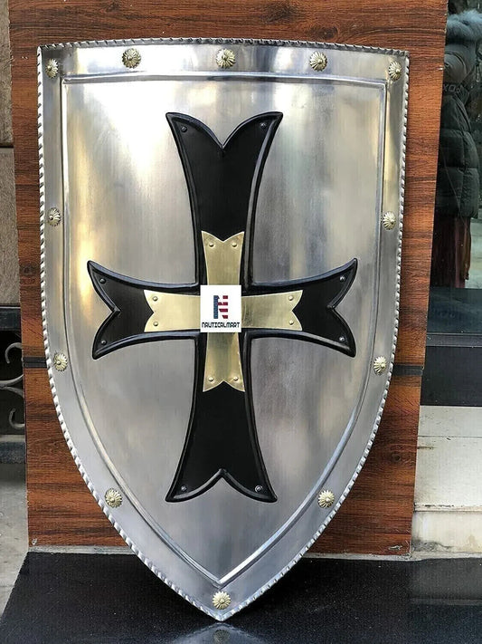 Medieval 18 Gauge Crusader Steel Shield Armor Templar Viking Shield Cross Gift