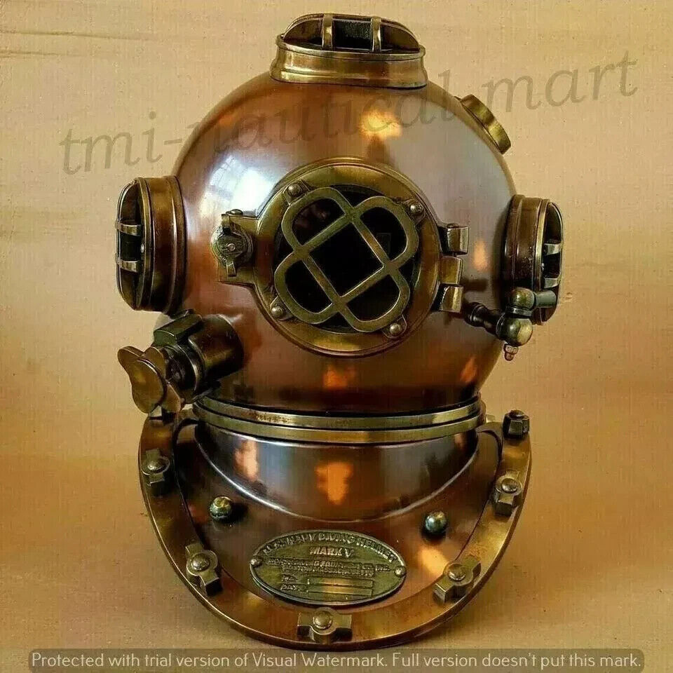 18" Diving Helmet US Navy Mark V Deep Sea Divers Antique Scuba SEA Divers Helmet