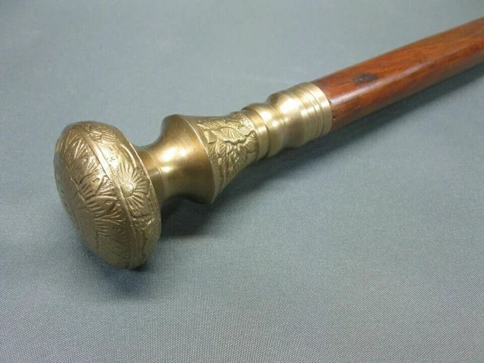 NEW SOLID ANTIQUE SOLID BRASS HANDLE WOODEN WALKING STICK CANE VINTAGE DESIGNER