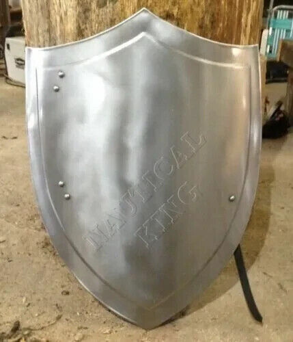 Medieval Knight Heater Stainless Steel finish Shield Waster18G Battle Armor Larp