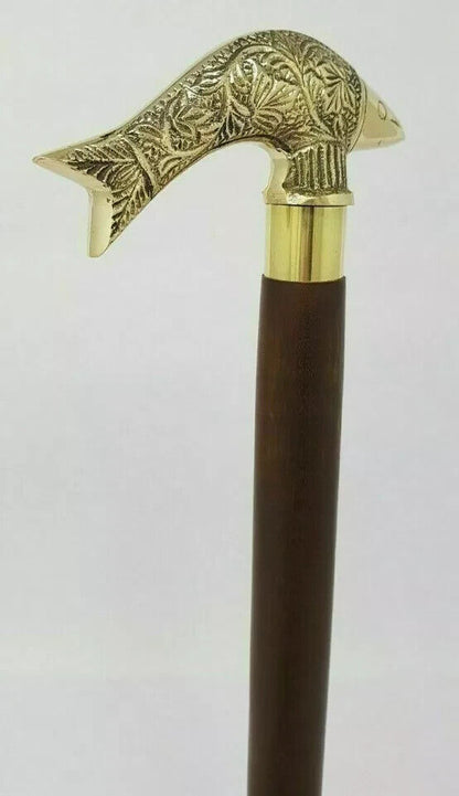 Walking Stick Nautical Wooden Walking Stick Cane Victorian Design Brass Handle