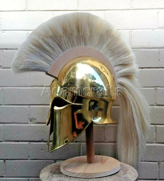 18 gauge Steel Brass Coated Medieval Greek Corinthian Helmet Spartan Helmet