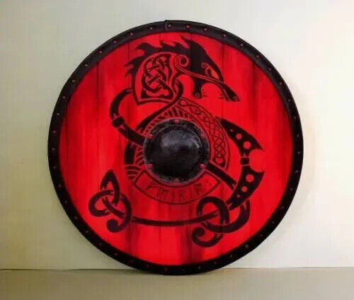 (Medieval Shield)Viking Shield 24" Wooden Shield Heavy Metal Fitted