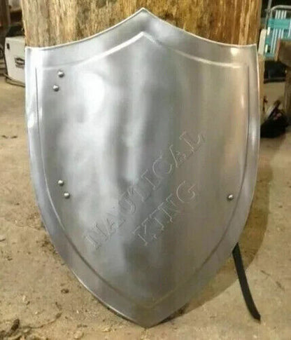 Medieval Knight Heater Stainless Steel finish Shield Waster18G Battle Armor Larp