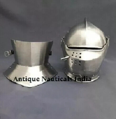 Medieval Close Helmet Knight Armor Steel Battle 18 Gauge Steel LARP Reenactment