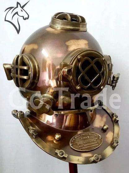 Retro US Navy Mark V Antique Diving Divers Helmet Brass Steel Full Size Maritime