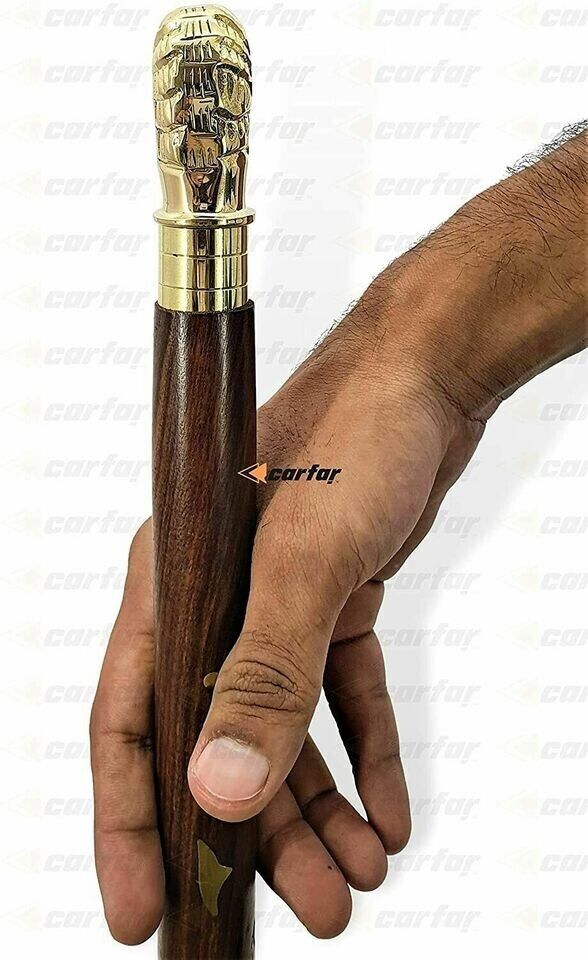 Walking Hand Cane Stick Designer Handmade Solid Brass Cane Stick for Men & Women