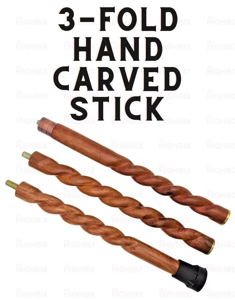 Aluminium shurlock Head Handle 3-Fold Cane spiral Wooden Walking Stick designer