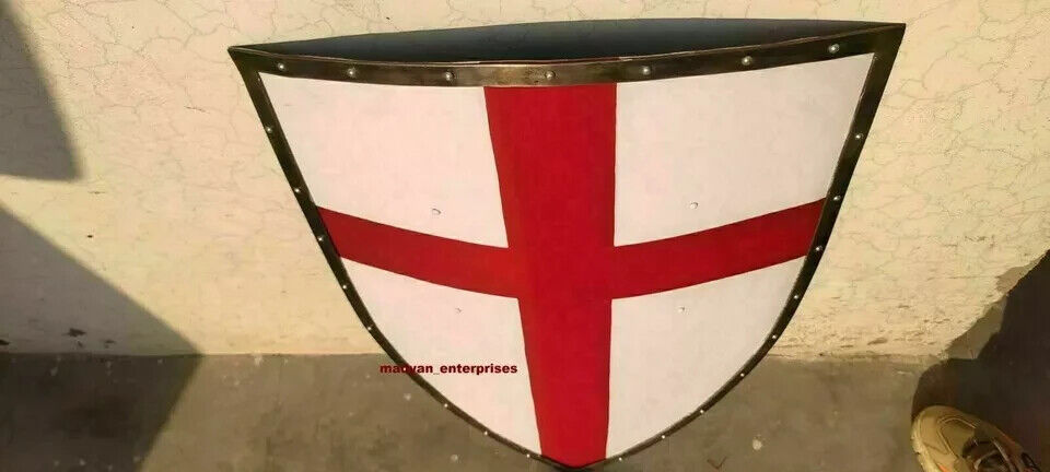 Medieval Crusader Shield Battle Knight Warrior Shield Templar Red Cross Design