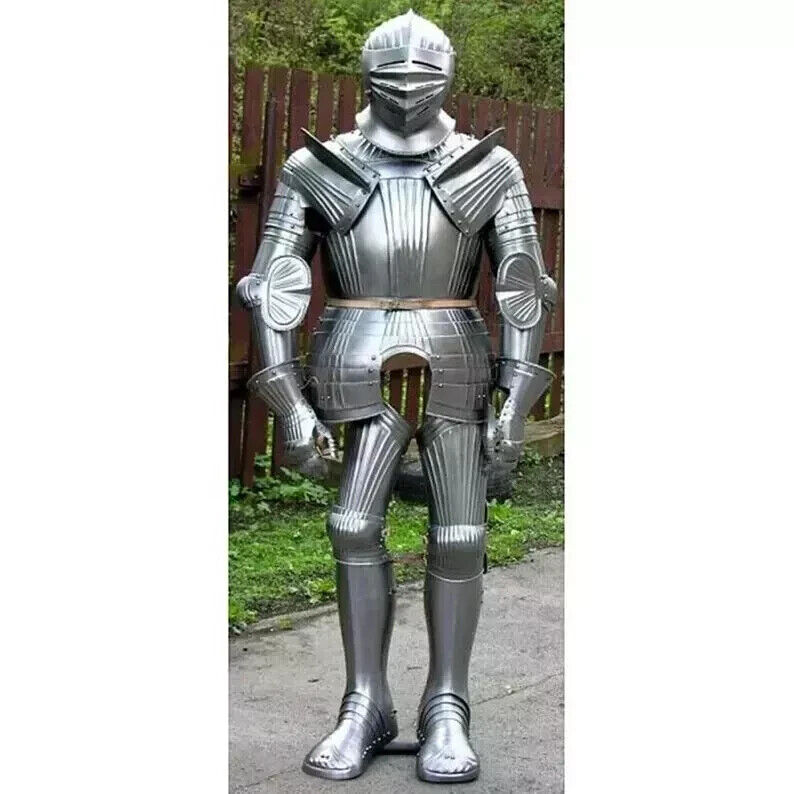 Wearable Maximilian armor with closed helmet, Italian armor full-body armor Suit