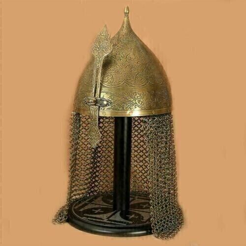 Indo-Persian Helmet Knight 18ga Steel Medieval Chainmail Islamic Armor for Gift