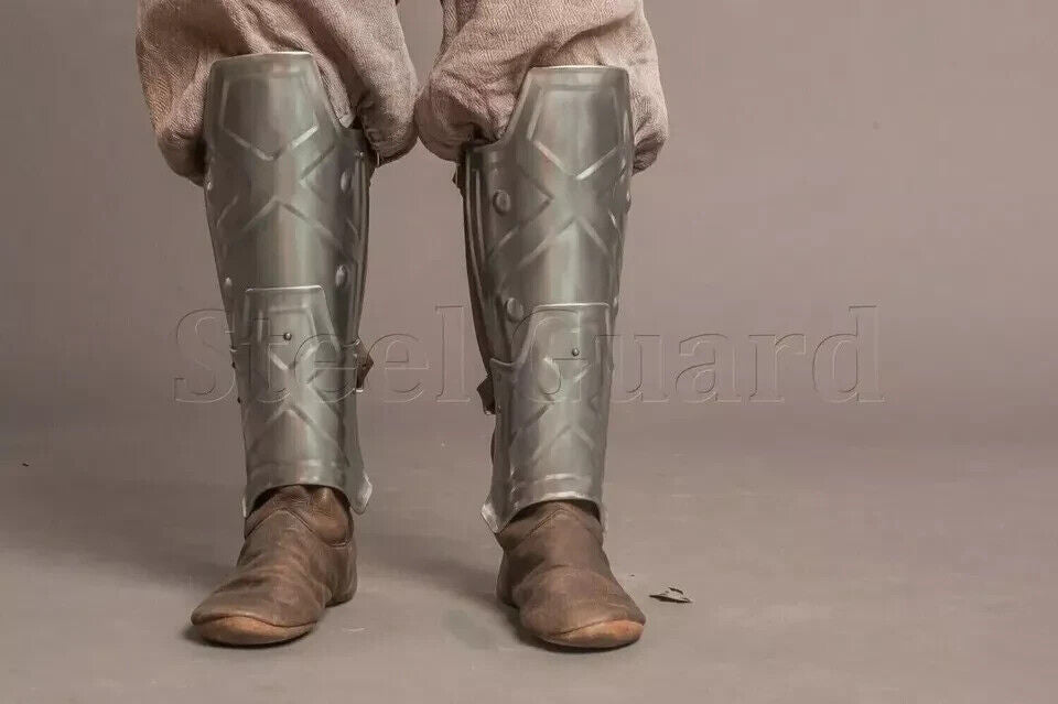 Medieval Knight Larp Warrior Steel Dwarven Pair Of Leg Greaves Leg Set Armor