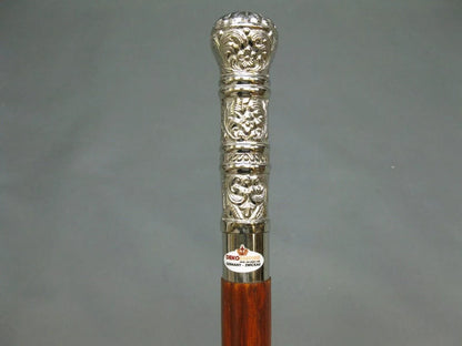 Antique Wooden Walking Cane Long Head Indian Brass Handle Vintage Stick New Gift