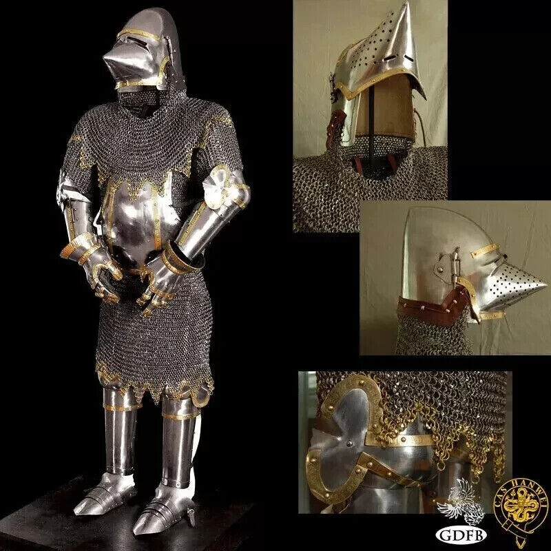 Medieval Churburg Full Suit of Armor Knight Crusader Bascinet Armor