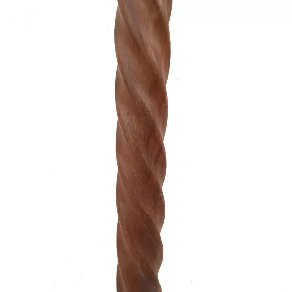 VINTAGE BALL HEAD WOODEN WALKING CANE SPIRAL ROPE STYLE DESIGNER ANTIQUE GIFT