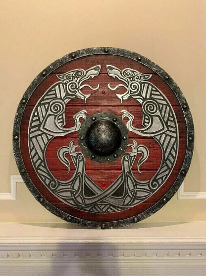 Beautiful Medieval Viking Shield 24" Round Wooden Shield Heavy Metal Fitted Gift