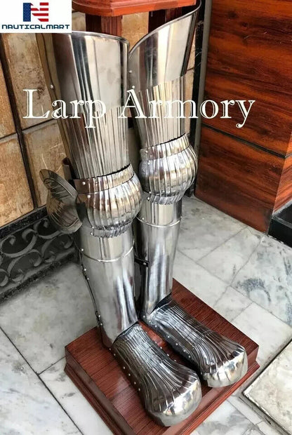 Medieval Full Leg Guard Maximilian Suit of Armour Leg Grieves Costume Halloween