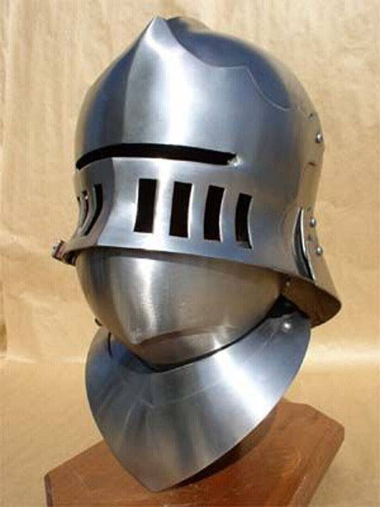 20 Gauge Helmet Medieval German Sallet Bassinet Steel Replica Armor for Gift