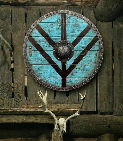 24" Viking Shield Battle-Ready Wooden Shield Heavy Metal Fittings Handmade Gift