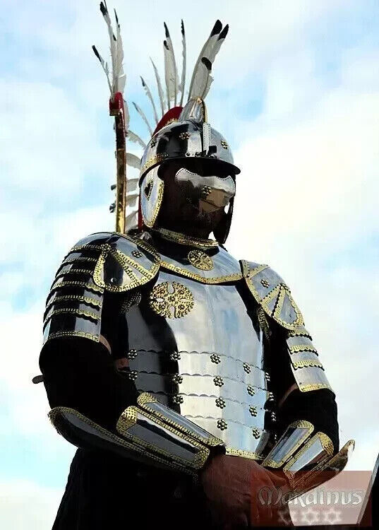 Medieval Full Body Hussars Armor Suit Larp Costume Museum Replica Halloween Item