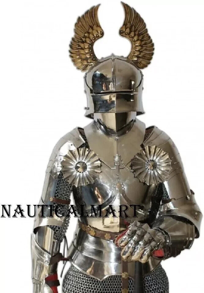 Medieval Knight Wearable Full Suit of Armor with Chainmail