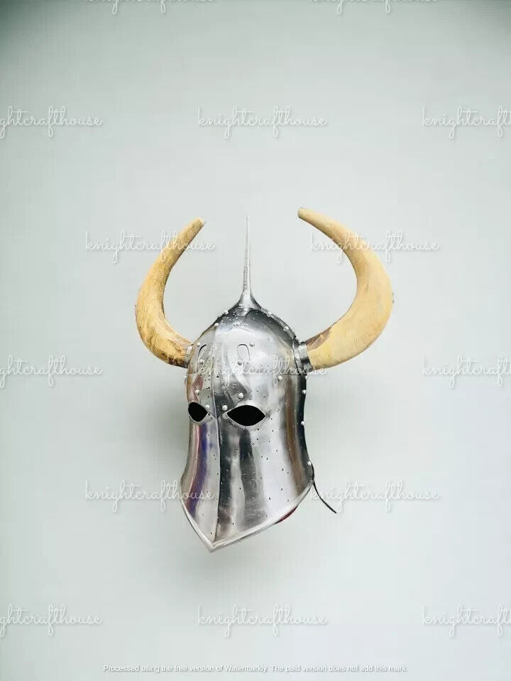 18GA Medieval DARK LORD, Fantasy Helmet With Horns With Leather Liner