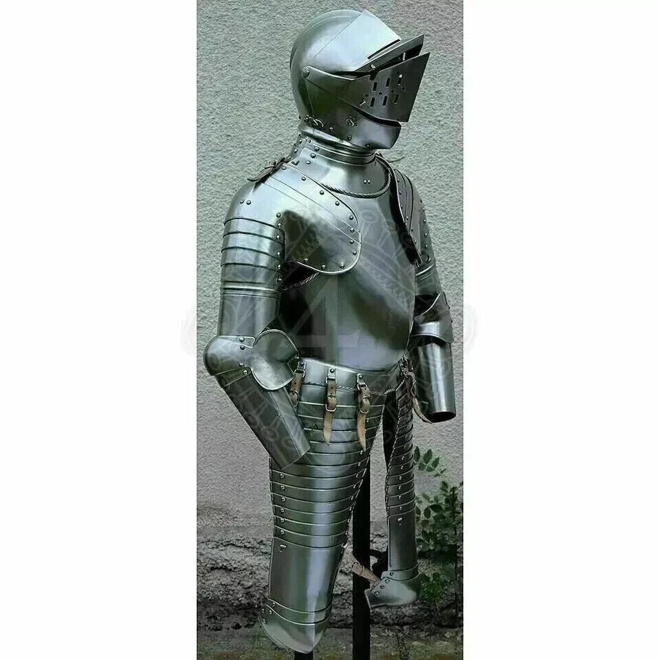 Medieval 18 gauge Steel Trooper Half Body Armour Cuirass Helmet & jacket replica