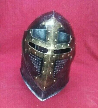 Templar Helmet 18 Gauge Solid Steel Medieval Knight Armour Gift For Halloween