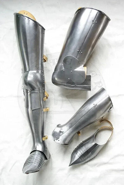 Medieval Steel Warrior Gothic Leg Armor Full Set Knight Greaves Sabatons Armor