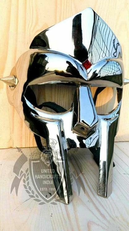 Mf Doom Mask Gladiator Mad-Villain Face Armor Medieval Steel Helmet for Gift