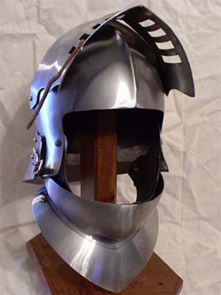 20 Gauge Helmet Medieval German Sallet Bassinet Steel Replica Armor for Gift