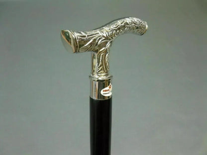 Silver Designer Brass Derby Head Walking Cane Vintage Wooden Black Stick Gift