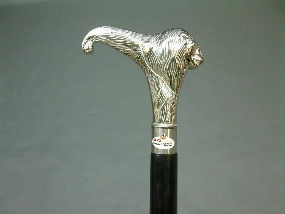 Walking Stick Cane Vintage Style Brass Solid Designer Lion Head Handle Wooden