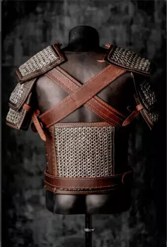 The Witcher Geralt of Rivia Cosplay Costume Brown Leather Armour Chainmail Belt