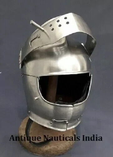 Medieval Close Helmet Knight Armor Steel Battle 18 Gauge Steel LARP Reenactment