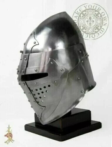 Steel Helmet Medieval Bascinet Helmet Knight Wearable Cosplay Armor Helmet